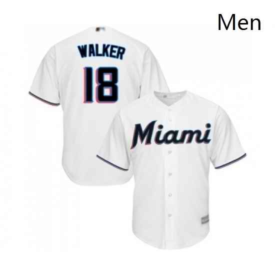 Mens Miami Marlins 18 Neil Walker Replica White Home Cool Base Baseball Jersey
